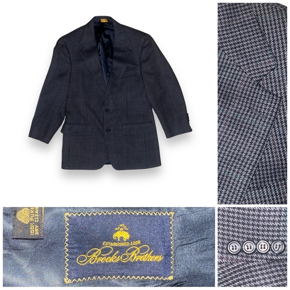 Brooks Brothers Men’s Blazer Houndstooth 100% Pure Wool Made In USA Size 38S